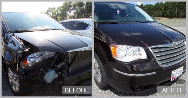 Chrysler Town & Country Before and After at Preston Auto Body of Dover in Dover DE
