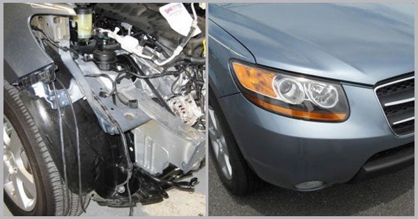 2009 Hyundai Santa Fe Before and After at Preston Auto Body of Dover in Dover DE