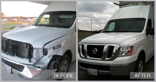 2014 Nissan NV Before and After at Preston Auto Body of Dover in Dover DE